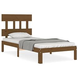 Foto van The living store massief grenenhouten bedframe - 203.5 x 93.5 x 81 cm - multiplex lattenbodem