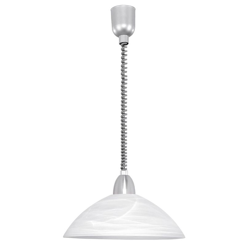 Foto van Eglo lord 2 - hanglamp - 1 lichts - ø360mm. - zilver, nikkel-mat - wit