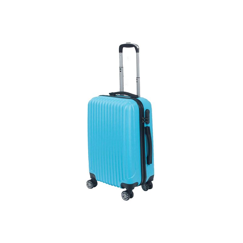 Foto van Handbagage koffer 55cm blauw 4 wielen trolley met pin slot