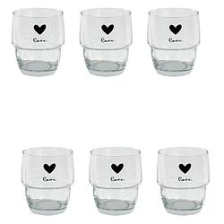 Foto van Haes deco - set van 6 waterglazen - ø 8x9 cm / 200 ml - glas - love birds