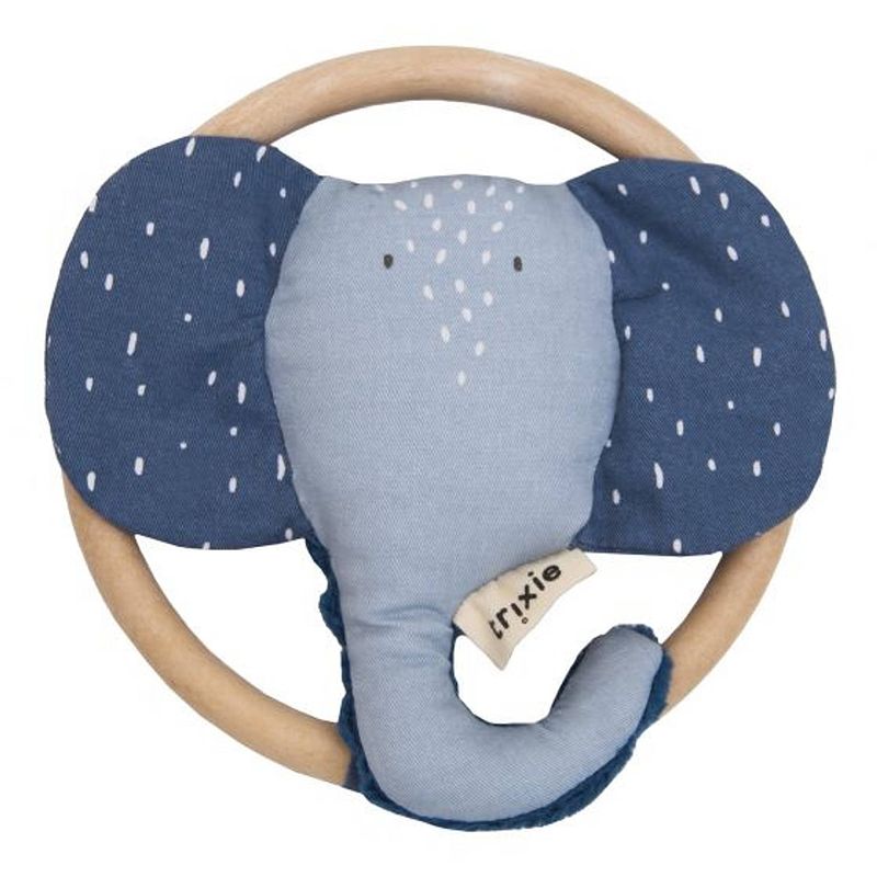 Foto van Trixie rammelaar mrs. elephant 13 cm katoen/corduroy blauw