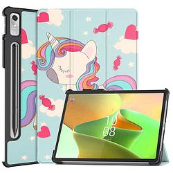 Foto van Basey lenovo tab p11 pro (2e gen) hoesje kunstleer hoes case cover - eenhoorn