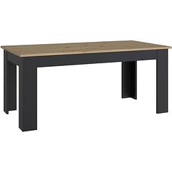 Foto van Eettafel alleen pilvi - eigentijdse stijl - melaminedeeltjes - eiken en zwart decor - 8 personen - b180 x d77,3 x h90 cm