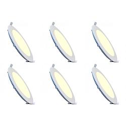 Foto van Led downlight slim 6 pack - inbouw rond 15w - warm wit 2700k - mat wit aluminium - ø195mm