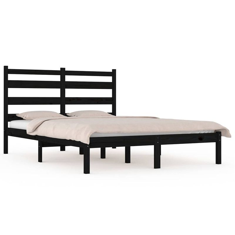 Foto van Vidaxl bedframe massief grenenhout zwart 200x200 cm