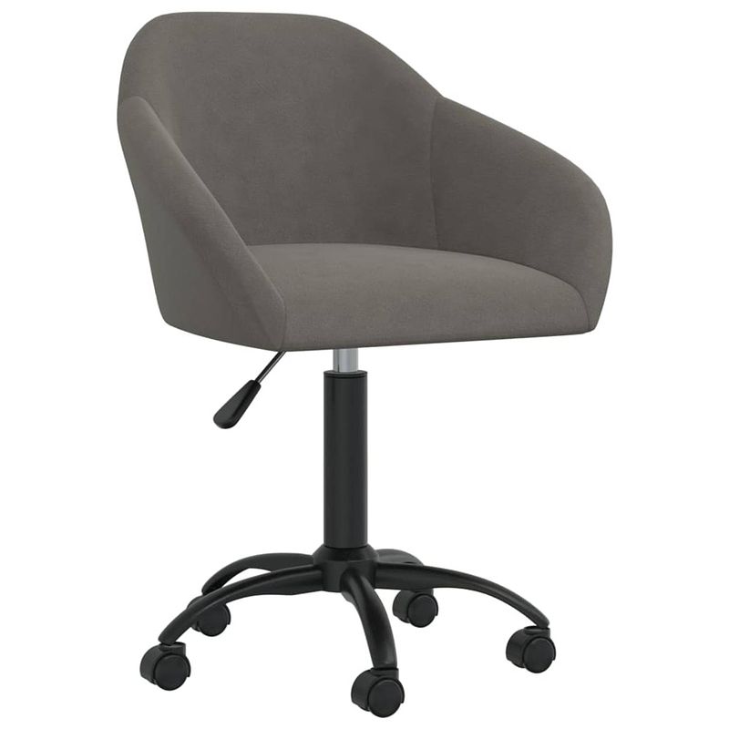 Foto van The living store eetstoelen draaibaar donkergrijs - 63 x 56 x (80 - 92) cm - fluweel (100% polyester)