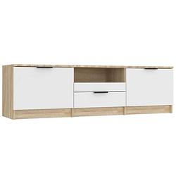 Foto van Vidaxl tv-meubel 140x35x40 cm bewerkt hout wit en sonoma eikenkleurig