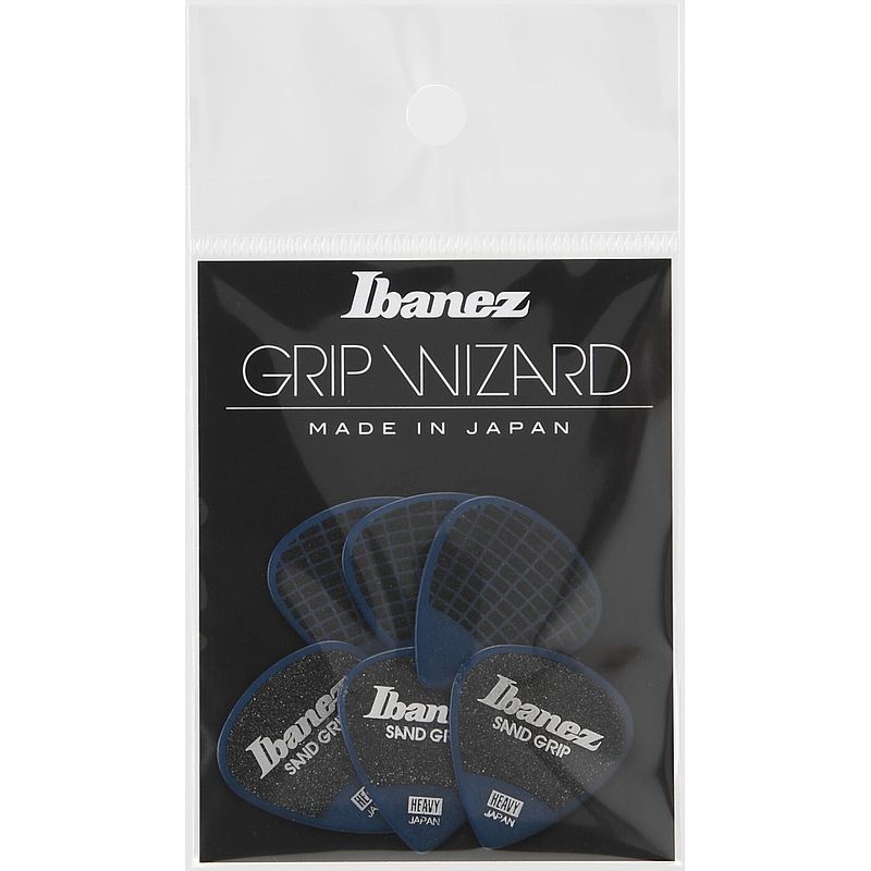 Foto van Ibanez ppa16hsgdb grip wizard sand grip plectrumset 6-pack heavy donkerblauw