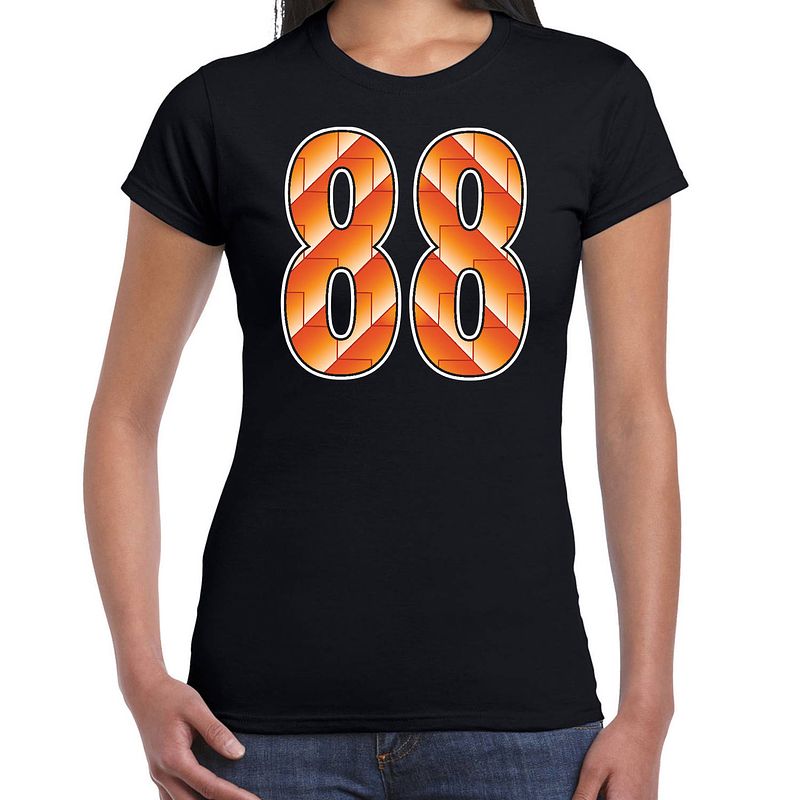 Foto van 1988 ek / nederlands elftal supporter t-shirt zwart voor dames m - feestshirts