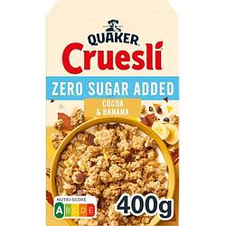 Foto van Quaker cruesli zero sugar added cacao & banaan 400gr bij jumbo