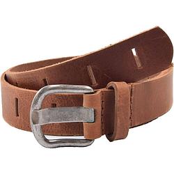 Foto van Kinderriem - riemen - streepjes - cognac - 3 cm - unisex - 100% leren - leder - riem maat 75