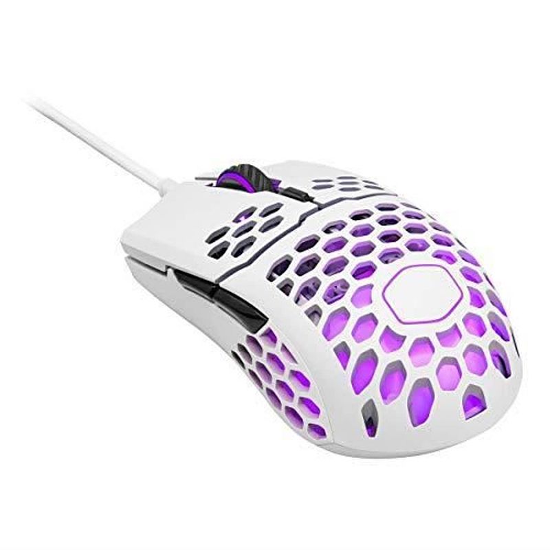 Foto van Cooler master mm711 witte matte rgb ultralichte gamingmuis - 60 gram - pixart 16000 dpi optische sensor - wit