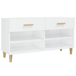 Foto van The living store schoenenkast - hoogglans wit - 102 x 35 x 55 cm - trendy ontwerp