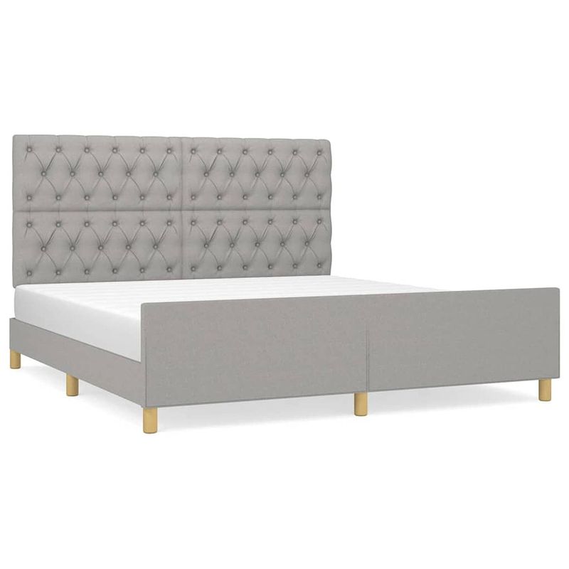 Foto van The living store bedframe - comfort - bedframe - 203 x 166 cm - lichtgrijs