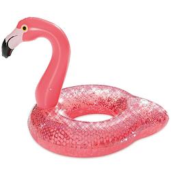 Foto van Roze glitter flamingo opblaasbare zwemband/zwemring 80 x 106 x 79 cm speelgoed - zwembanden