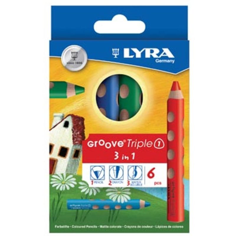 Foto van Lyra kleurpotlood groove triple 3 in 1, 6 potloden