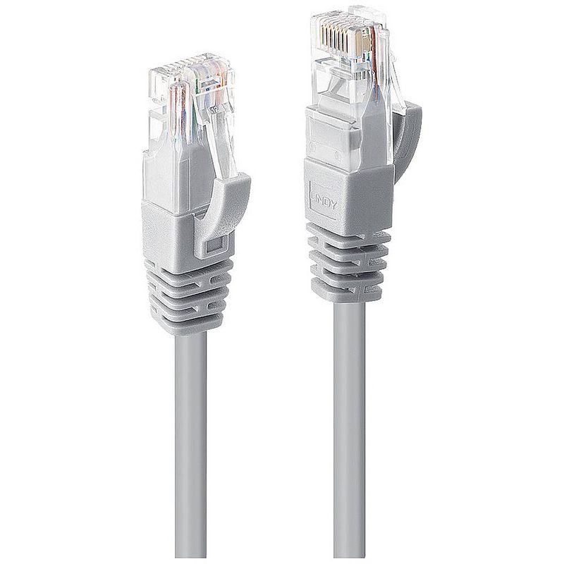 Foto van Lindy 48006 rj45 netwerkkabel, patchkabel cat 6 u/utp 7.5 m grijs 1 stuk(s)