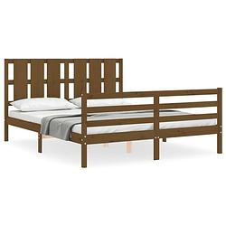 Foto van The living store bedframe - massief grenenhout - 205.5 x 165.5 x 100 cm - honingbruin