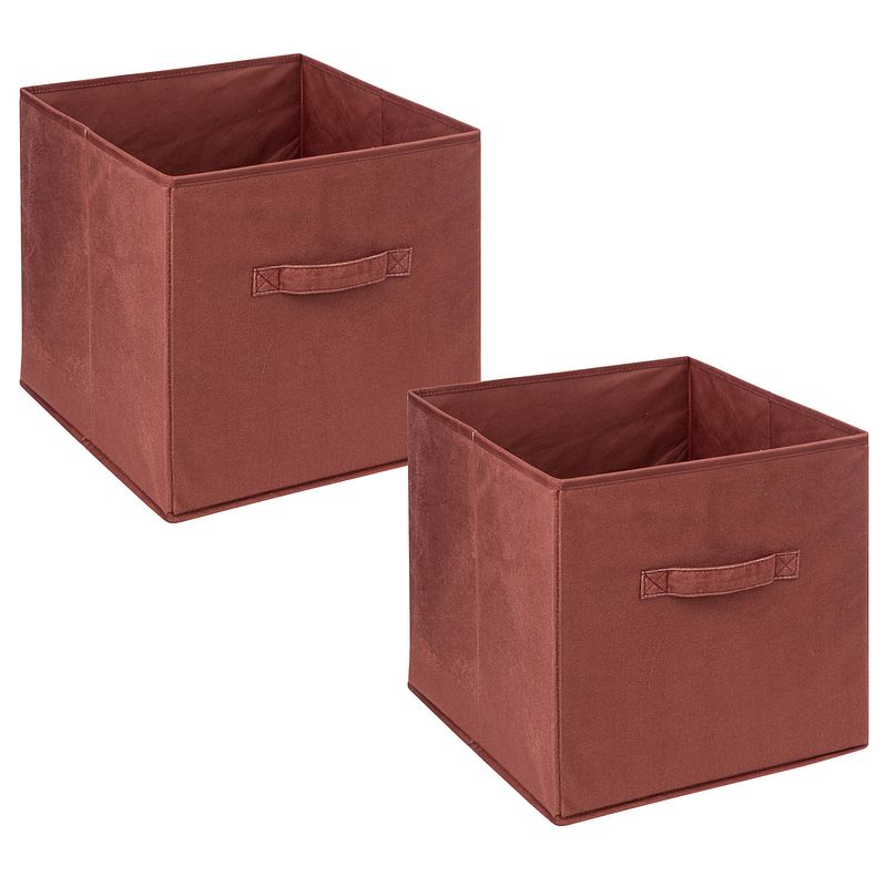 Foto van Opbergmand/kastmand - 4x stuks - 29 liter - bordeaux rood - 31 x 31 x 31 cm - opbergmanden