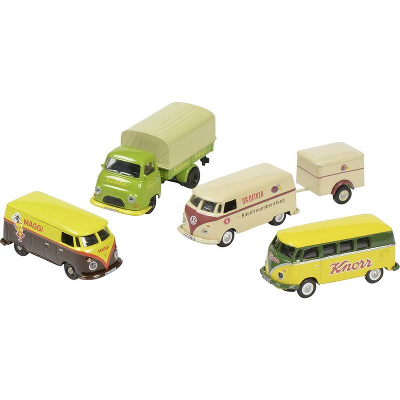 Foto van Schuco 452655400 h0 volkswagen set van 4 vws met bekende merknamen