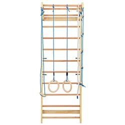 Foto van The living store binnenspeeltuin - 80 x 58 x 220 cm - duurzaam rubberwood en multiplex - met houten ladder -