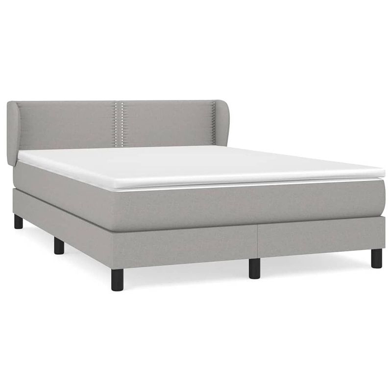 Foto van The living store boxspringbed - - bed - 203 x 147 x 78/88 cm - lichtgrijs