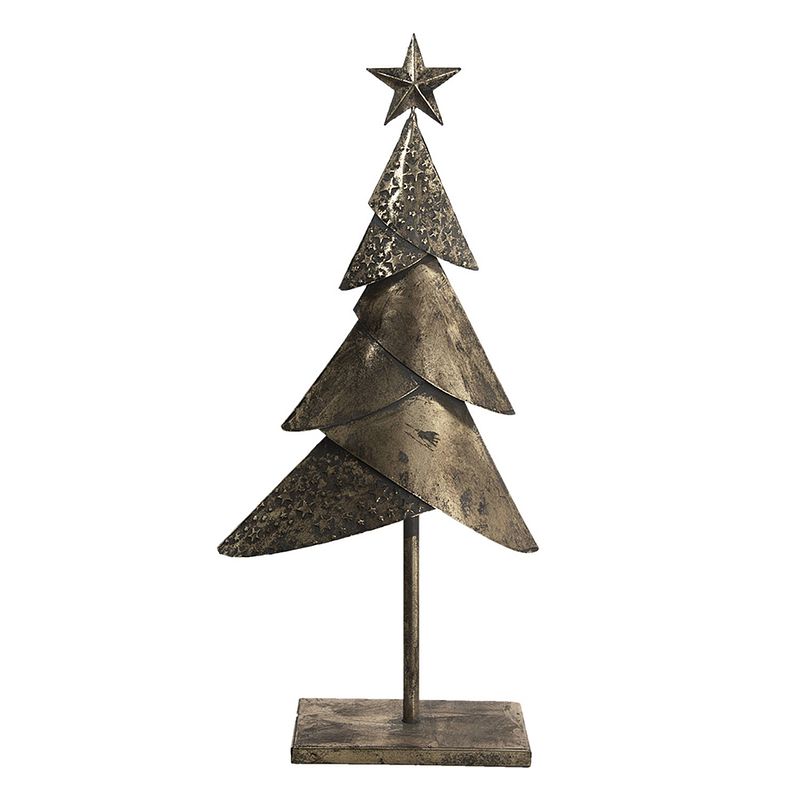 Foto van Haes deco - decoratieve kerstboom 25x12x55 cm - koperkleurig - kerstversiering, kerstdecoratie