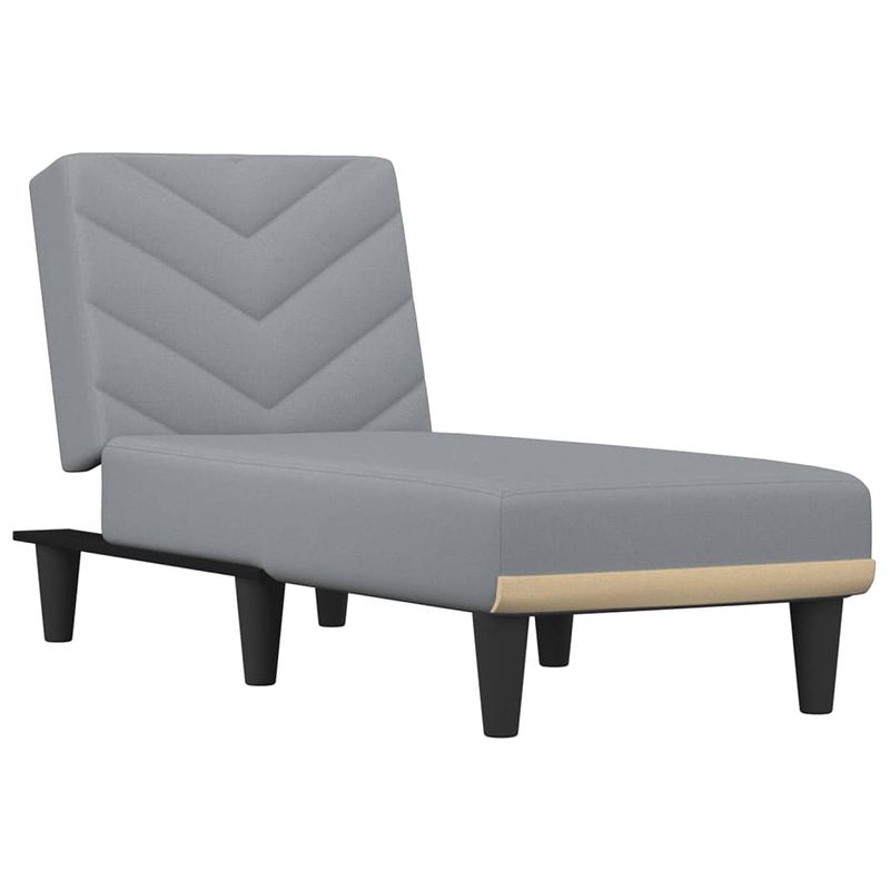 Foto van The living store chaise longue verstelbaar - lichtgrijs 55x140x70cm - ademende stof - multiplex