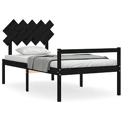 Foto van The living store bedframe grenenhout - massief - 100 x 200 - zwart