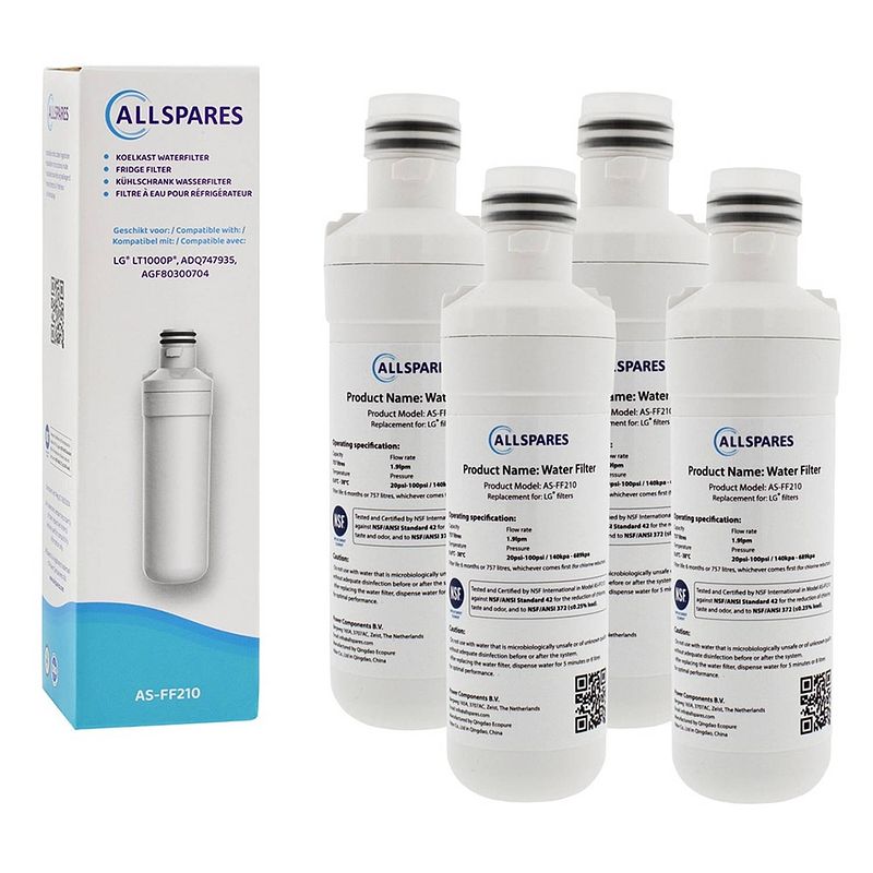 Foto van Allspares waterfilter (4x) voor koelkast geschikt voor lg lt1000p / agf80300704 / adq74793501