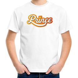 Foto van Koningsdag shirt wit voor kinderen - prince met kroon xl (158-164) - feestshirts