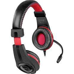 Foto van Speedlink legatos over ear headset kabel gamen stereo zwart, rood afstandsbediening, volumeregeling, vouwbaar