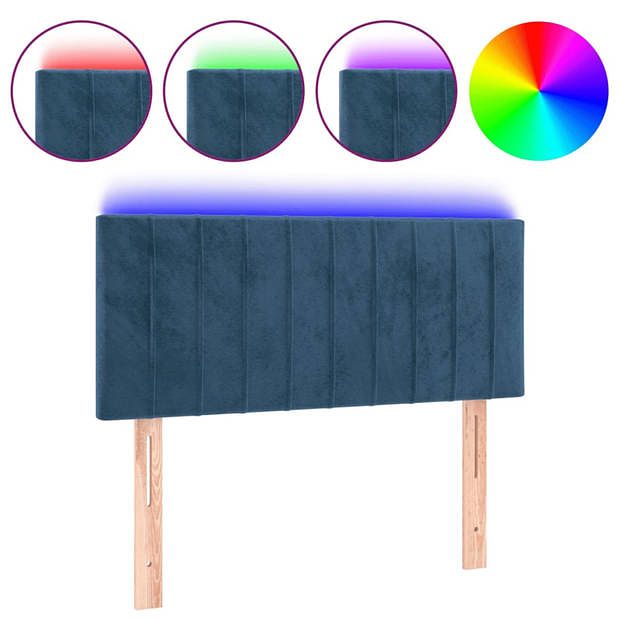 Foto van Vidaxl hoofdbord led 100x5x78/88 cm fluweel donkerblauw