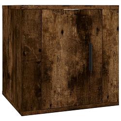 Foto van The living store tv-meubel - wandgemonteerd - kast - 40 x 34.5 x 40 cm - gerookt eiken