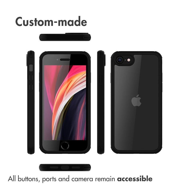 Foto van Accezz full protective cover voor apple iphone se (2022 / 2020) / 8 / 7 telefoonhoesje zwart