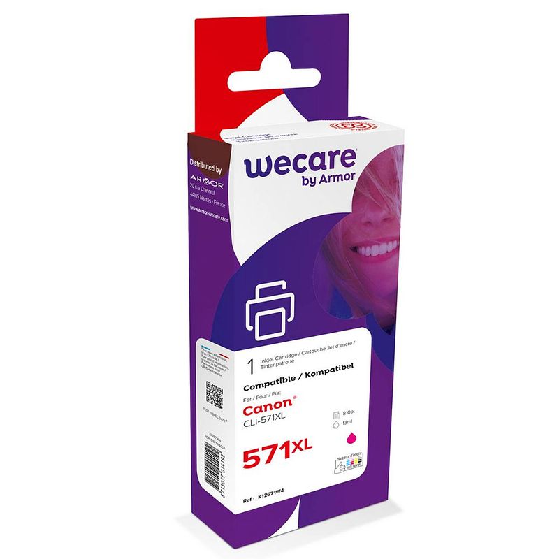 Foto van Wecare cartridge canon cli-571 xl rood