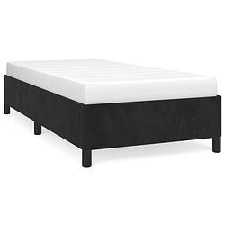 Foto van The living store bedframe - fluweel - ondersteunende poten - multiplex lattenbodem - zwart - 193x93x35cm - geschikt