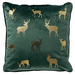 Foto van Deer - sierkussen 45x45 groen - kerst decoratie - velvet