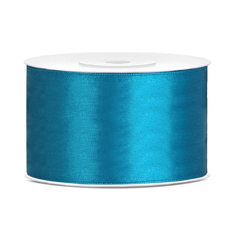 Foto van 1x hobby/decoratie turquoise satijnen sierlinten 3,8 cm/38 mm x 25 meter - cadeaulinten