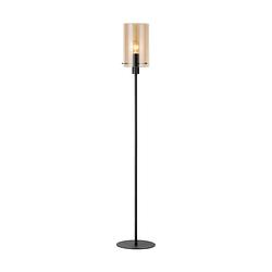 Foto van Eglo polverara vloerlamp - e27 - 155 cm - zwart/amber