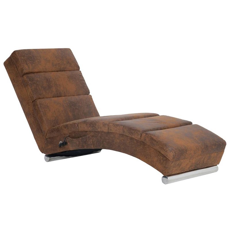 Foto van Vidaxl massage chaise longue kunstsuède bruin