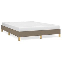 Foto van The living store bedframe - duurzaam - bedframe - afmetingen- 203 x 143 x 25 cm - kleur- taupe - materiaal- stof -