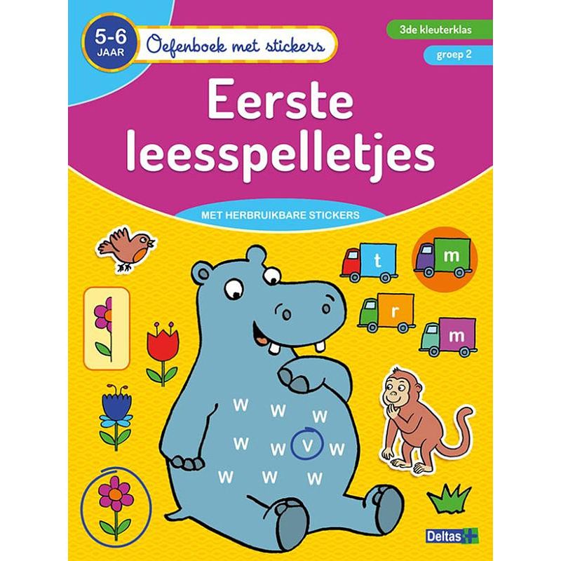 Foto van Deltas oefenboek met stickers - eerste leesspelletjes 5-6 j.