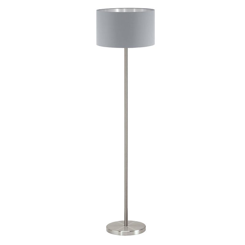 Foto van Eglo maserlo vloerlamp - e27 - 151 cm - grijs/zilver