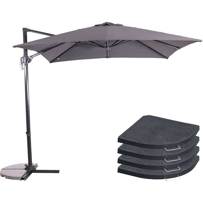 Foto van Zweefparasol libra grijs 250 x 250 cm - inclusief 4 parasoltegels