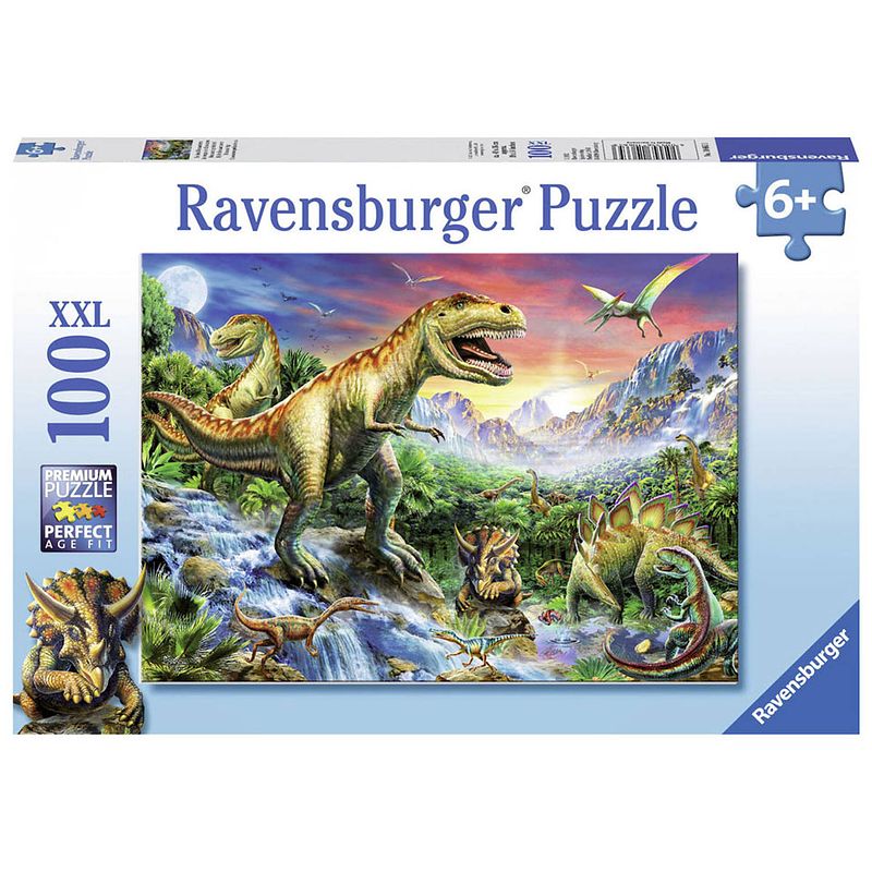 Foto van Ravensburger puzzel xxl bij de dinosaurussen - 100 stukjes