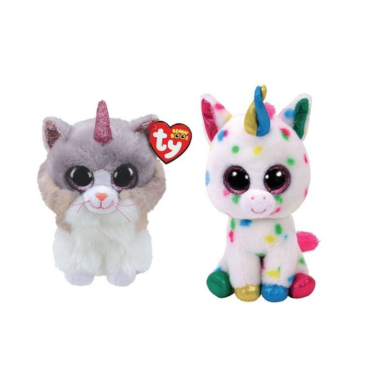 Foto van Ty - knuffel - beanie boo's - asher cat & harmonie unicorn