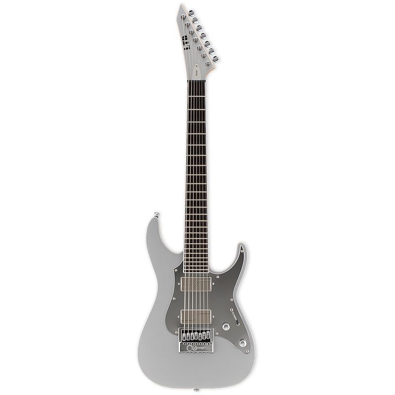 Foto van Esp ltd ks m-7 evertune metallic silver ken susi signature 7-snarige elektrische gitaar met koffer