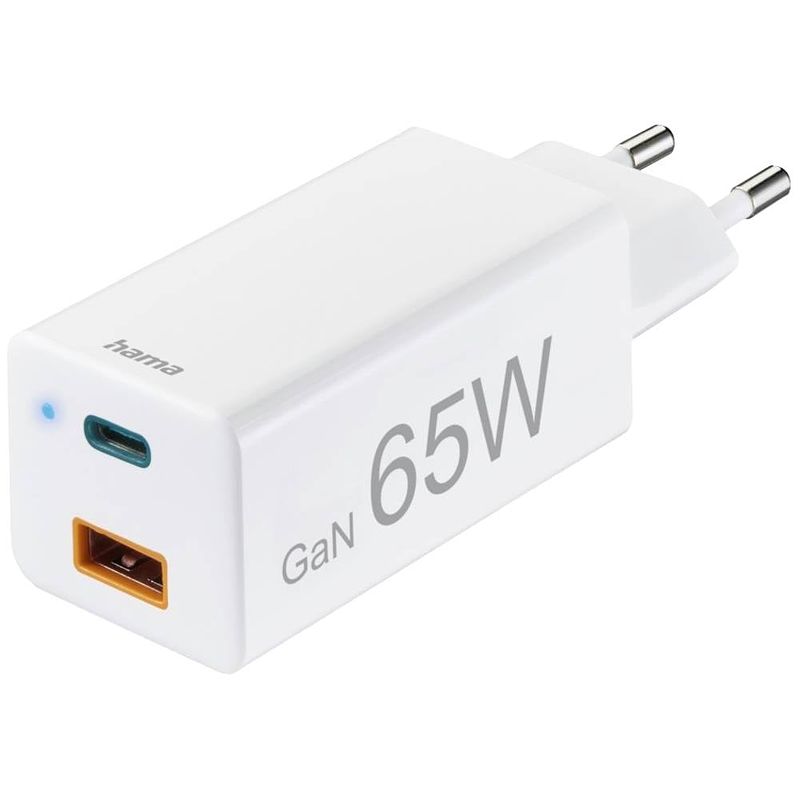 Foto van Hama gan 65w 00201643 usb-oplader 3000 ma 2 x usb-a, usb-c binnen, thuis