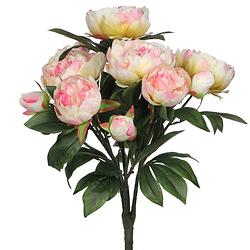 Foto van Mica decorations kunstbloemen boeket pioenrozen - roze - 55 cm - decoratie bloemen - kunstbloemen